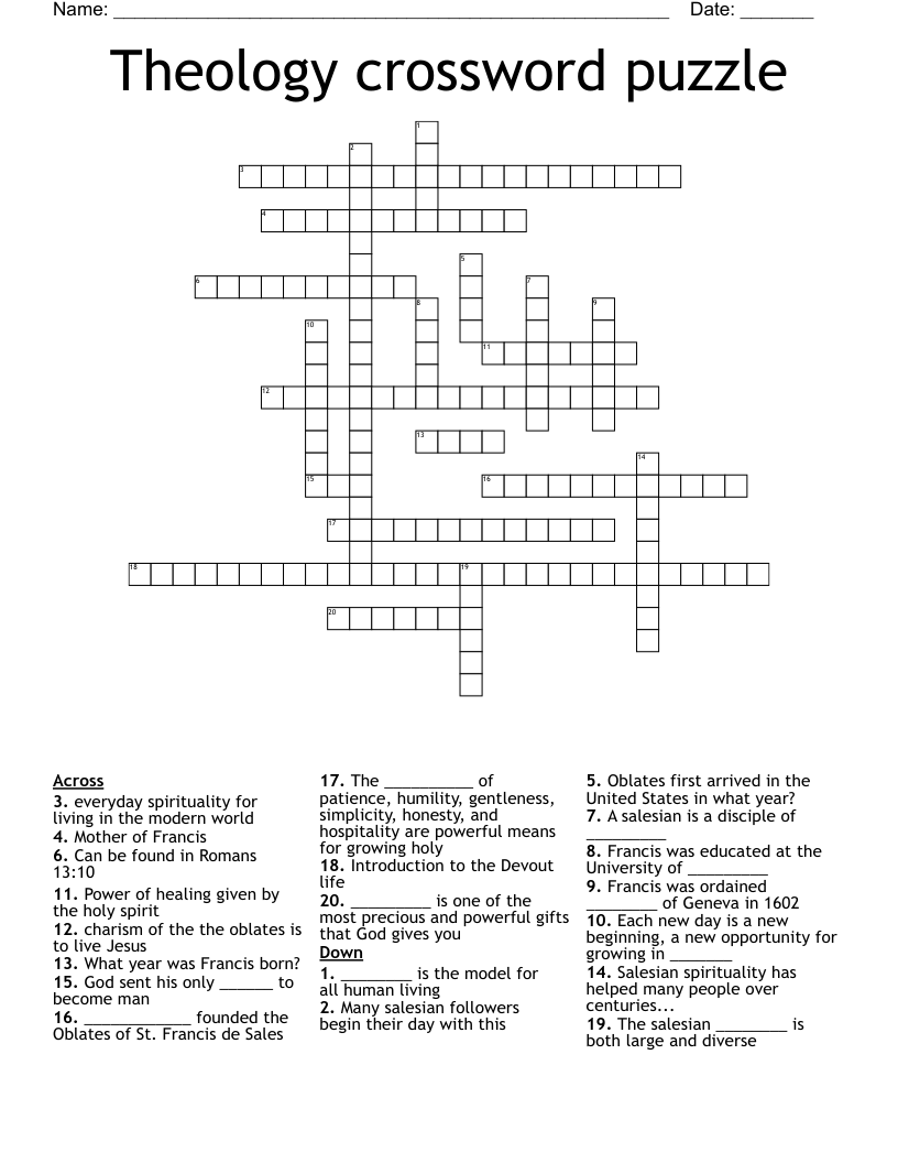 Theology crossword puzzle