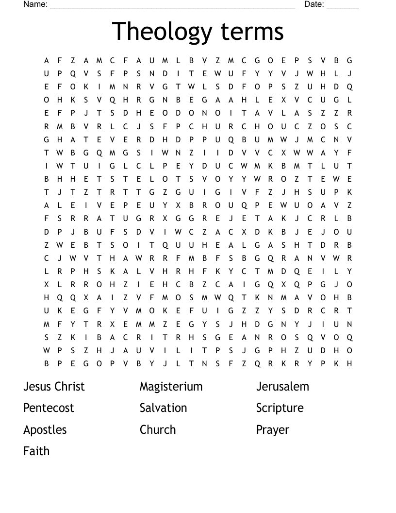 Theology terms  Word Search
