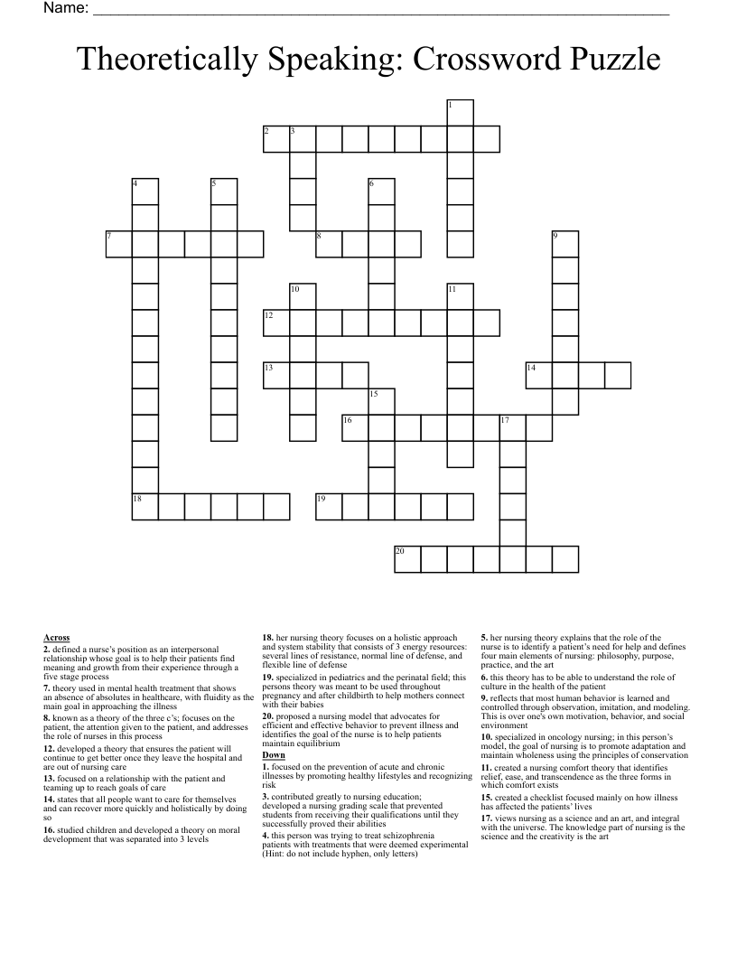 Theoretically Speaking: Crossword Puzzle