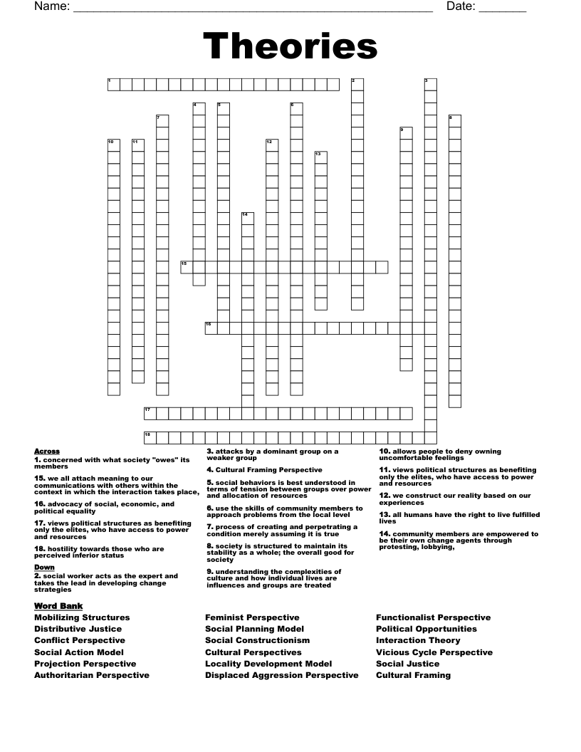 Theories Crossword
