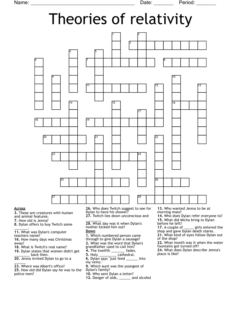 Theories of relativity  Crossword