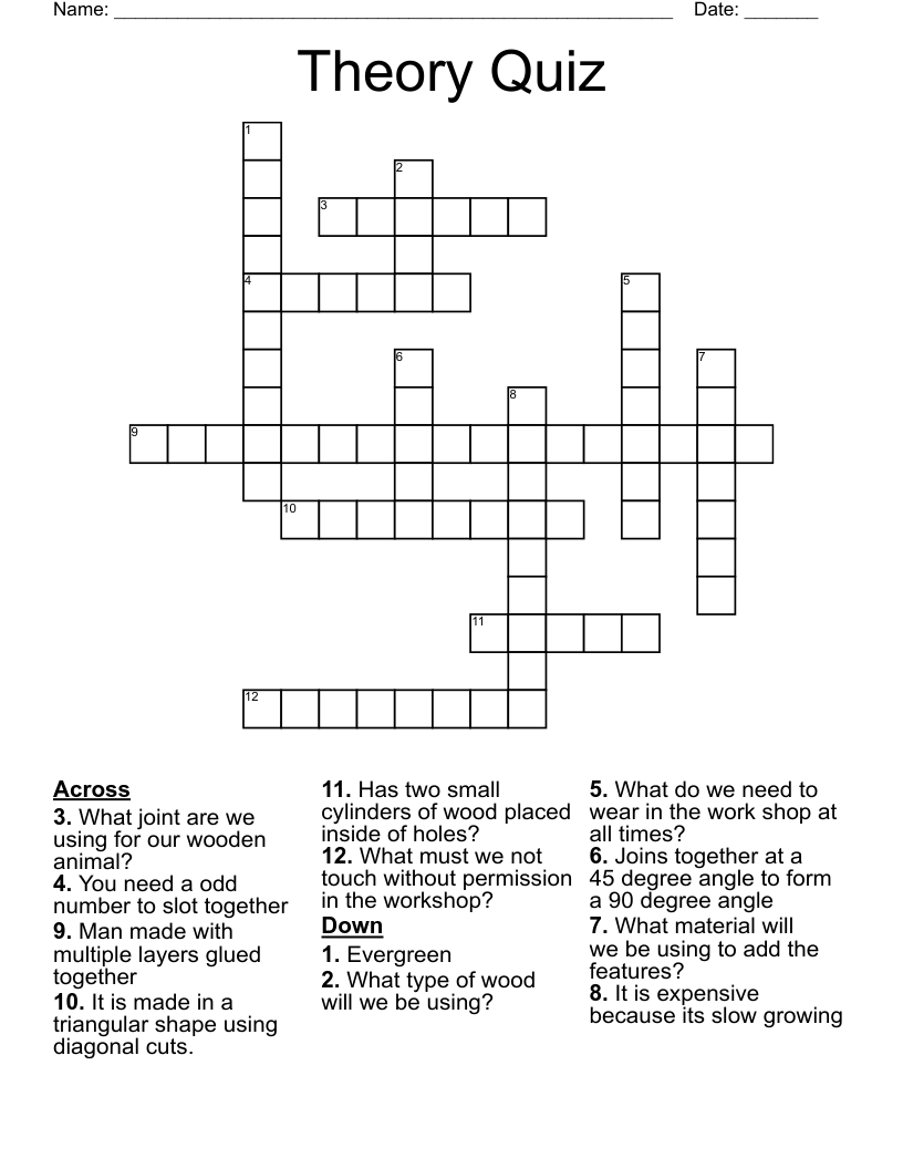 Theory Quiz Crossword