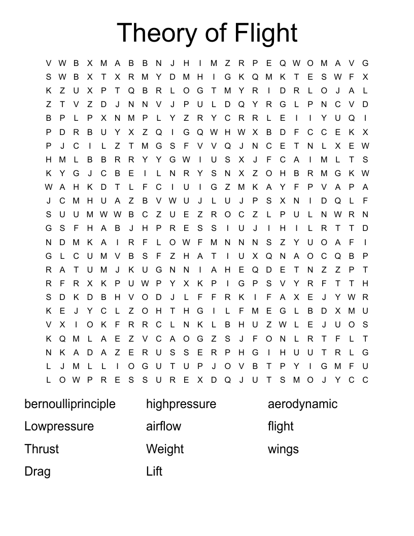 Theory of Flight Word Search