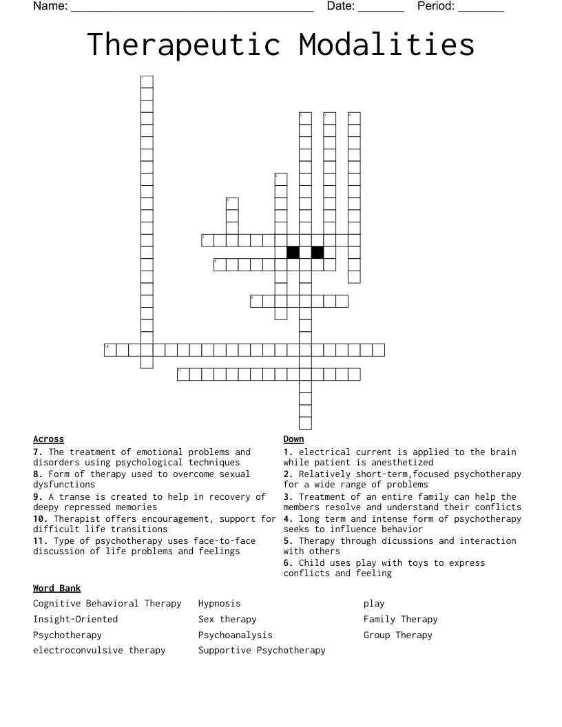 Therapeutic Modalities Crossword