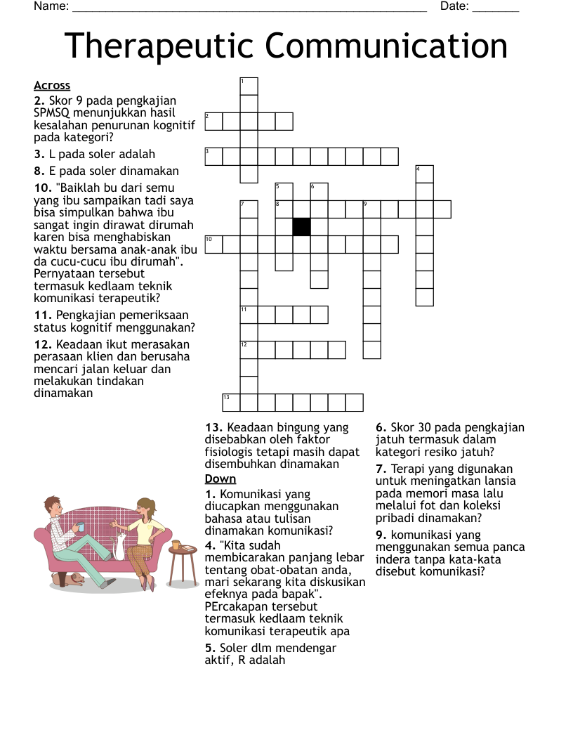 Therapeutic Communication  Crossword