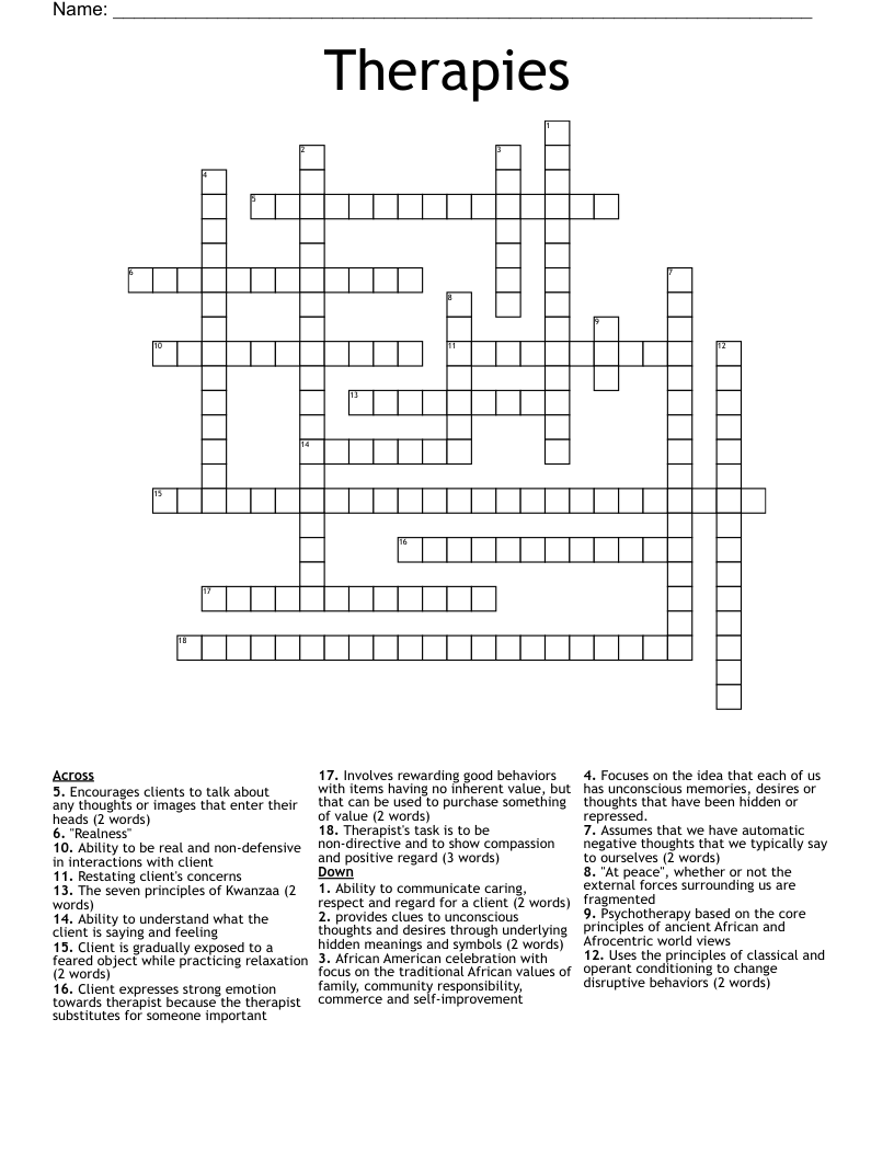 Therapies Crossword