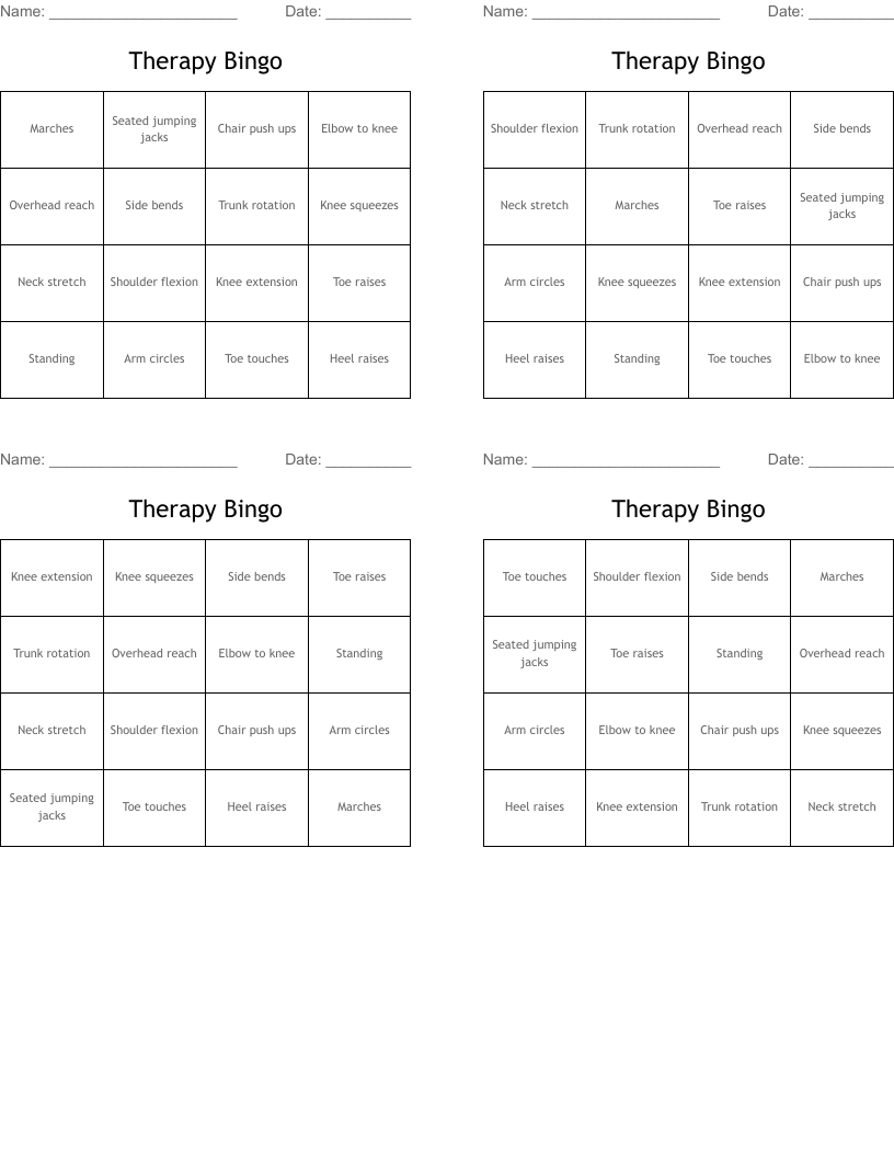 Therapy Bingo