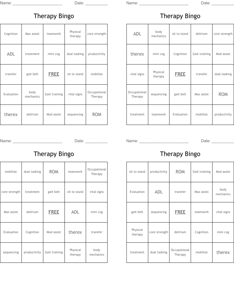 Therapy Bingo 