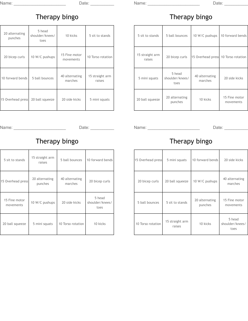 Therapy bingo