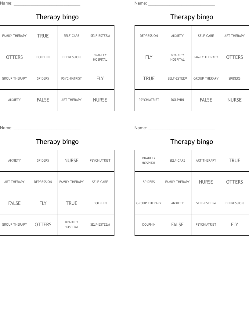Therapy bingo