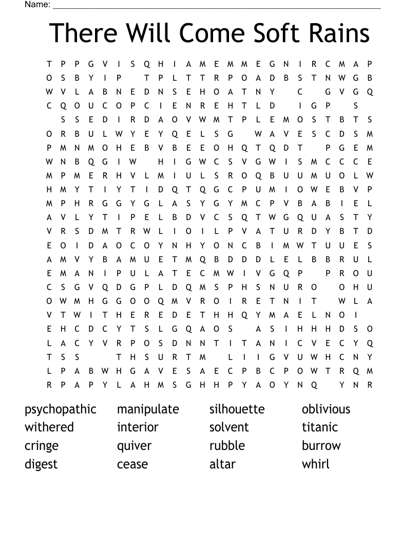 There Will Come Soft Rains Word Search