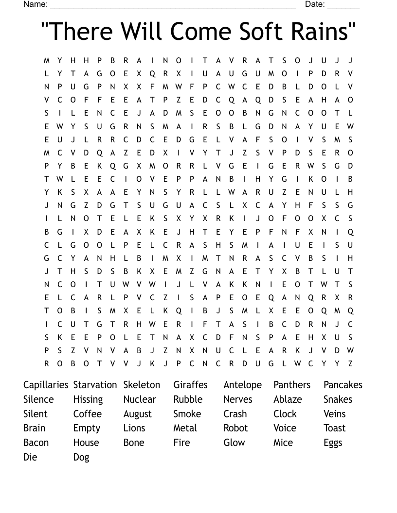 "There Will Come Soft Rains" Word Search