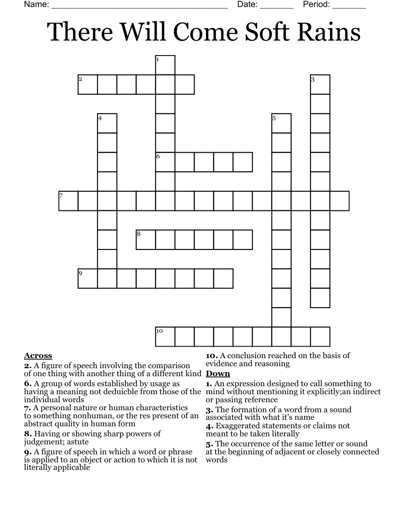 There Will Come Soft Rains Crossword