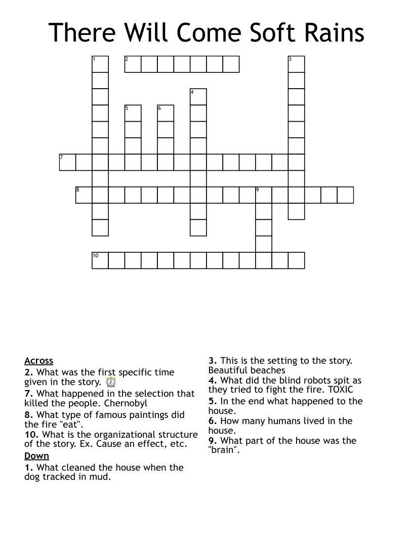 There Will Come Soft Rains Crossword