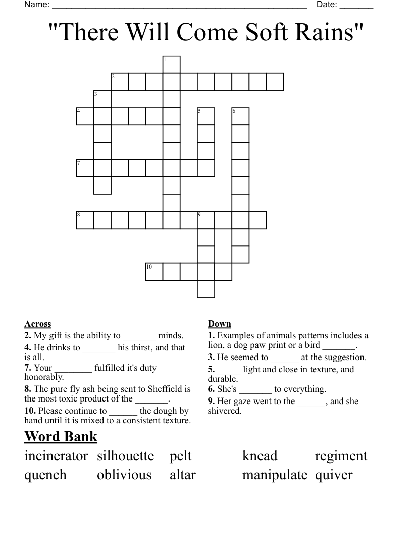"There Will Come Soft Rains" Crossword