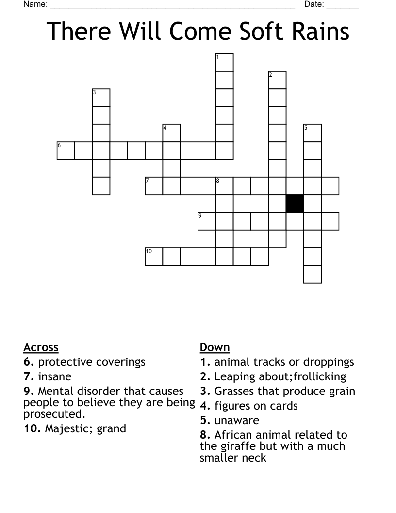 There Will Come Soft Rains Crossword