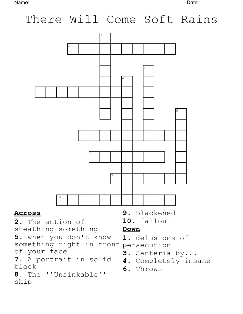 There Will Come Soft Rains Crossword