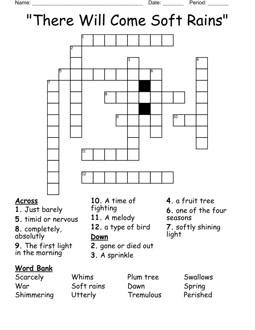 "There Will Come Soft Rains" Crossword
