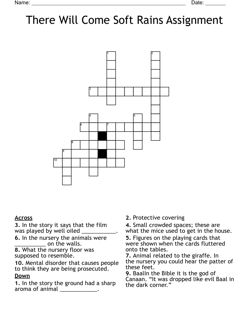 There Will Come Soft Rains Assignment Crossword