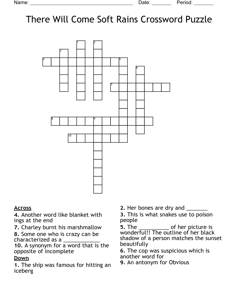 There Will Come Soft Rains Crossword Puzzle 