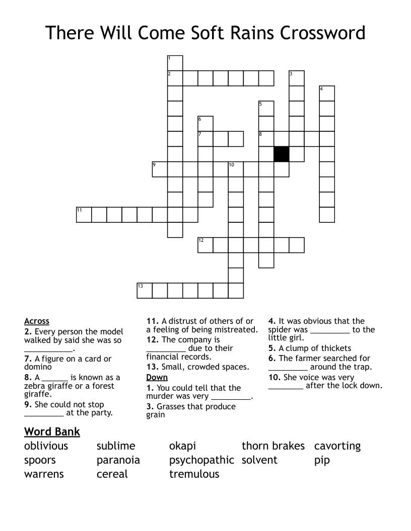 There Will Come Soft Rains Crossword 