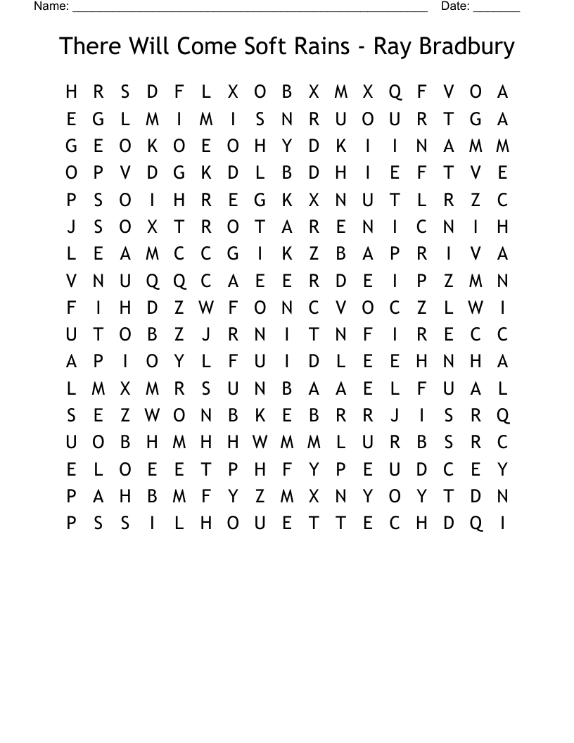 There Will Come Soft Rains - Ray Bradbury Word Search