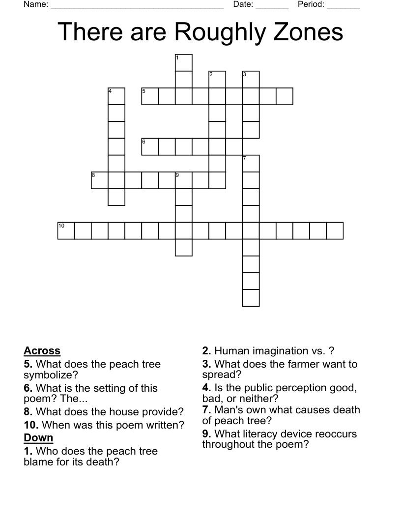There are Roughly Zones  Crossword