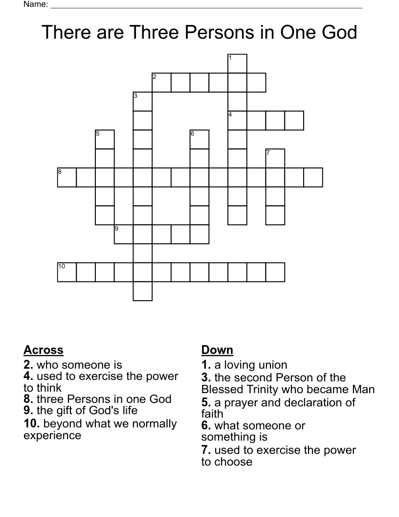 There are Three Persons in One God Crossword