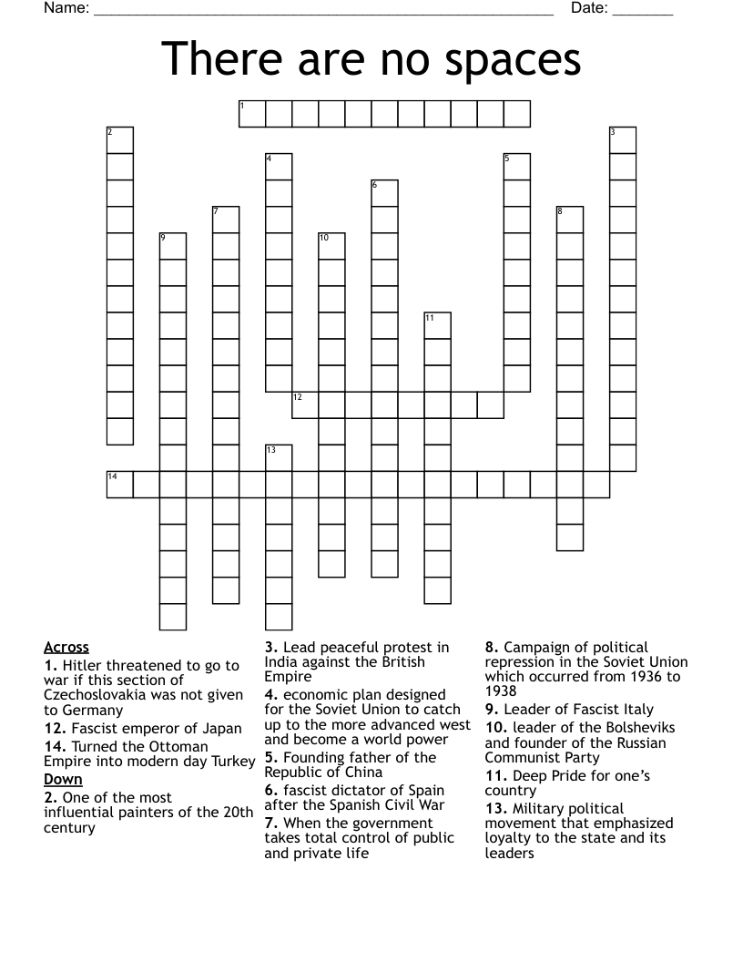 There are no spaces Crossword
