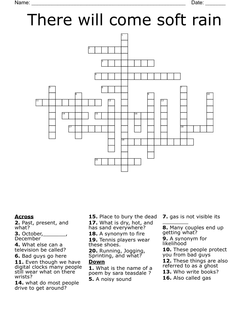 There will come soft rain Crossword