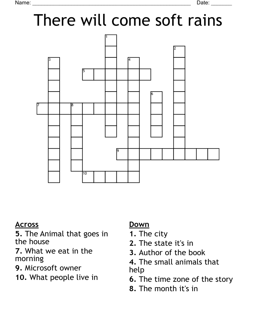 There will come soft rains Crossword