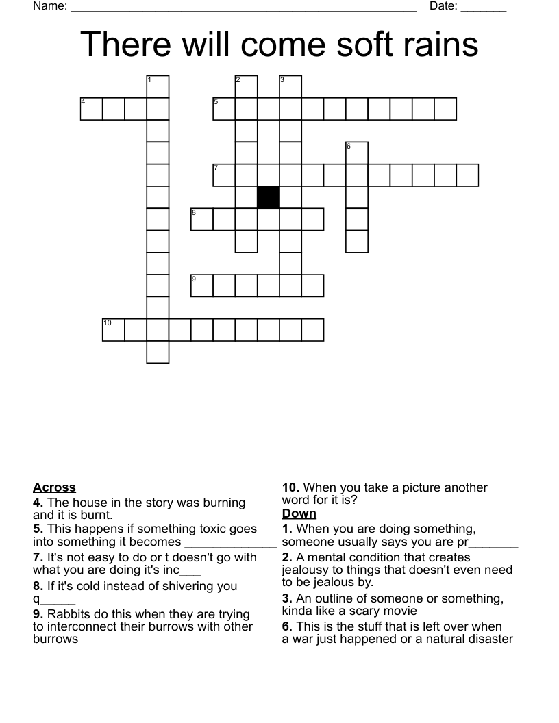 There will come soft rains Crossword