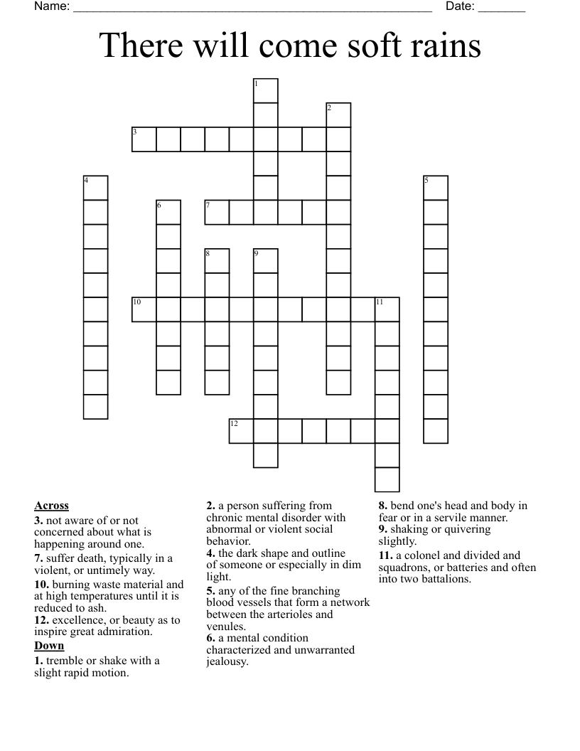 There will come soft rains  Crossword