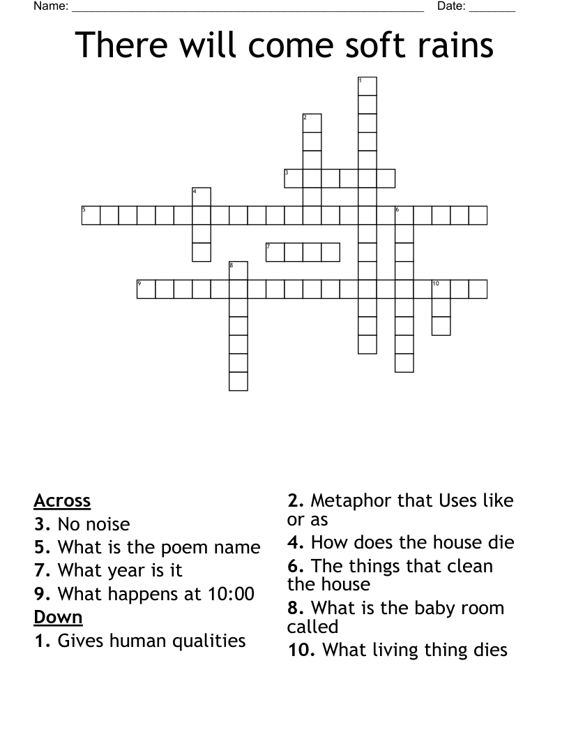 There will come soft rains  Crossword