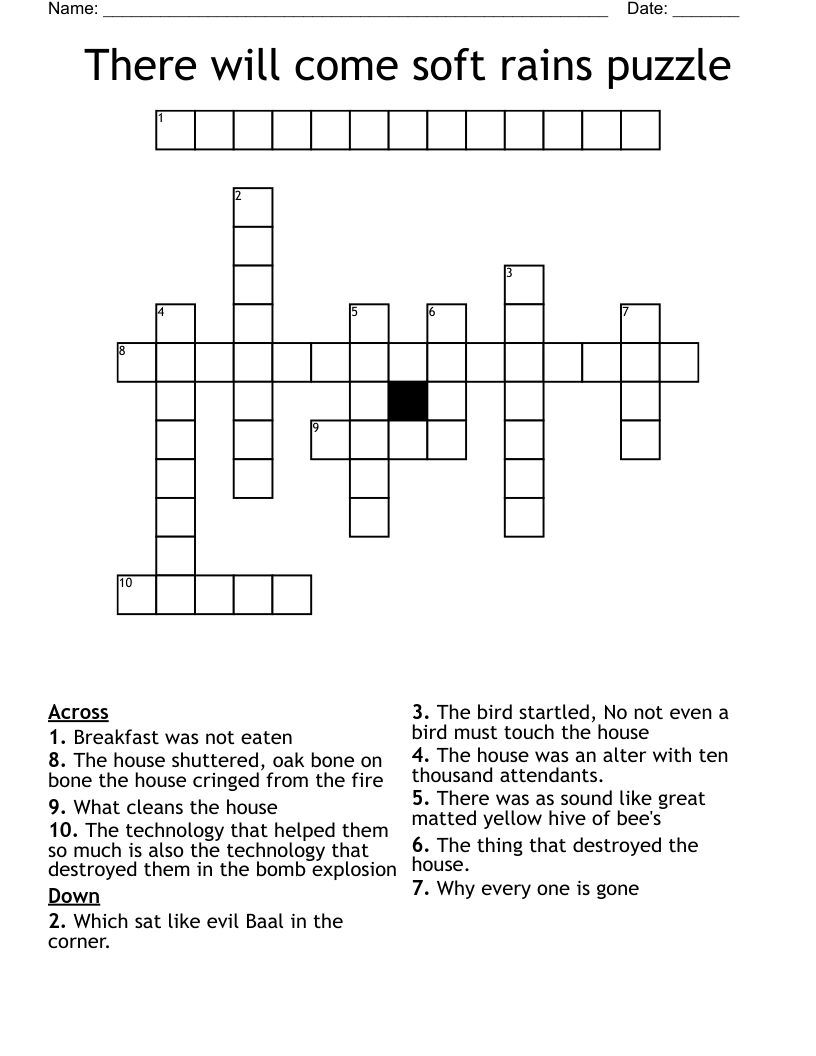 There will come soft rains puzzle Crossword
