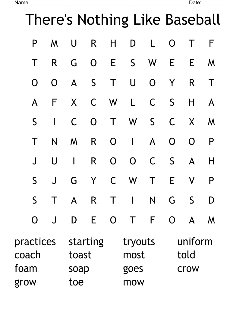 There's Nothing Like Baseball Word Search