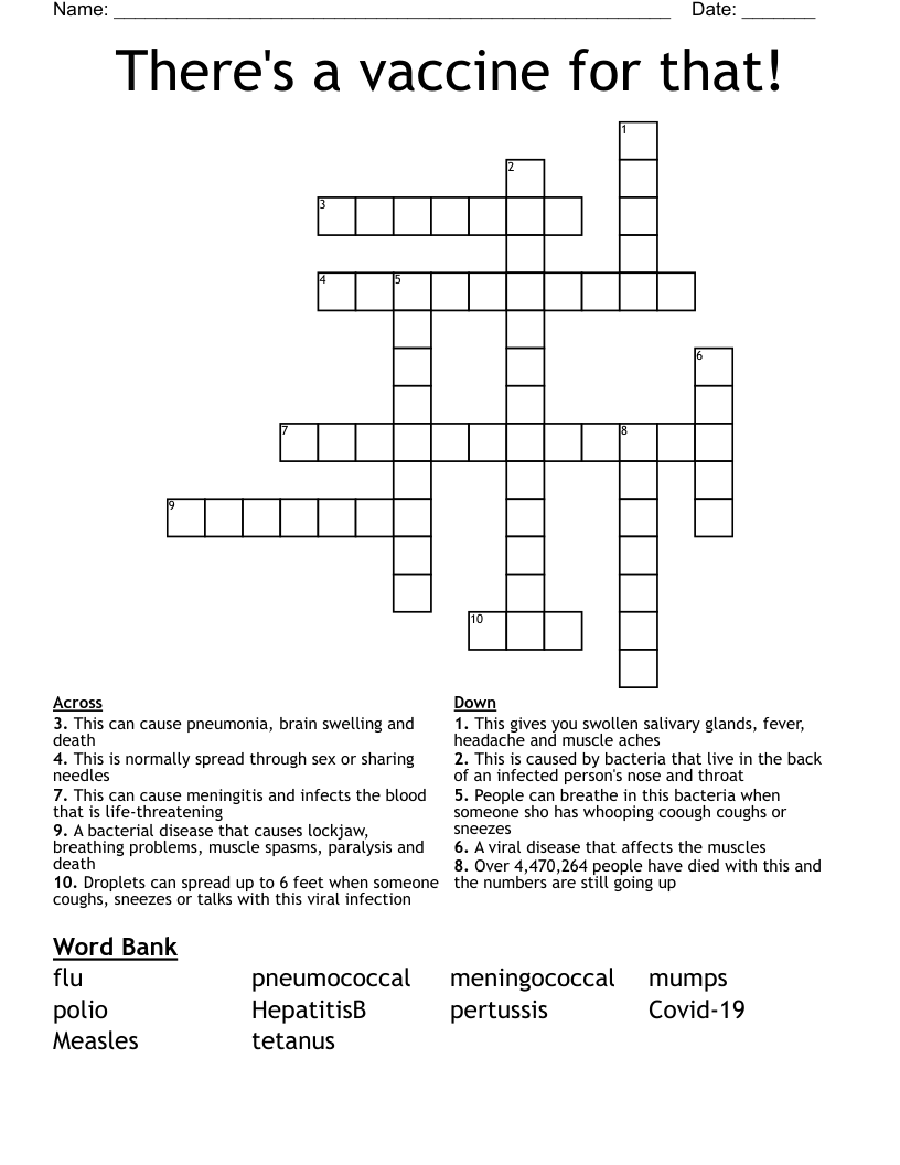 There's a vaccine for that! Crossword