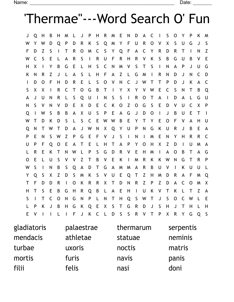 'Thermae"---Word Search O' Fun