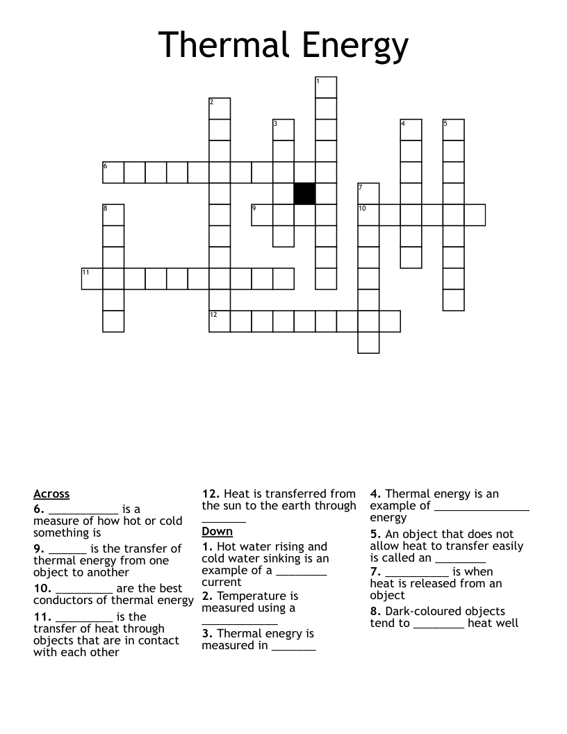 Thermal Energy Crossword