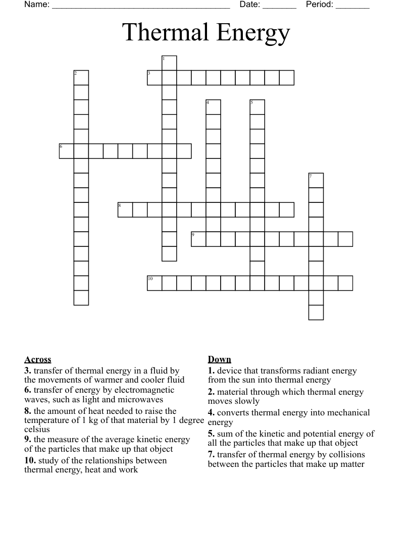 Thermal Energy Crossword