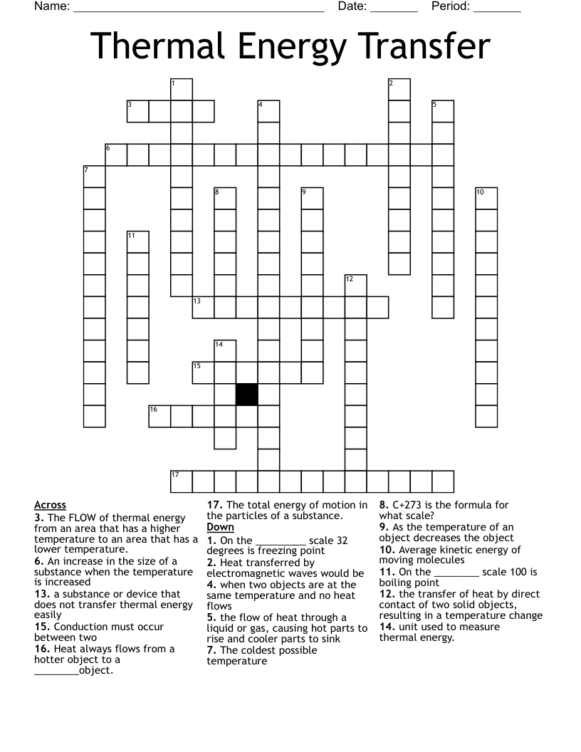 Thermal Energy Transfer Crossword
