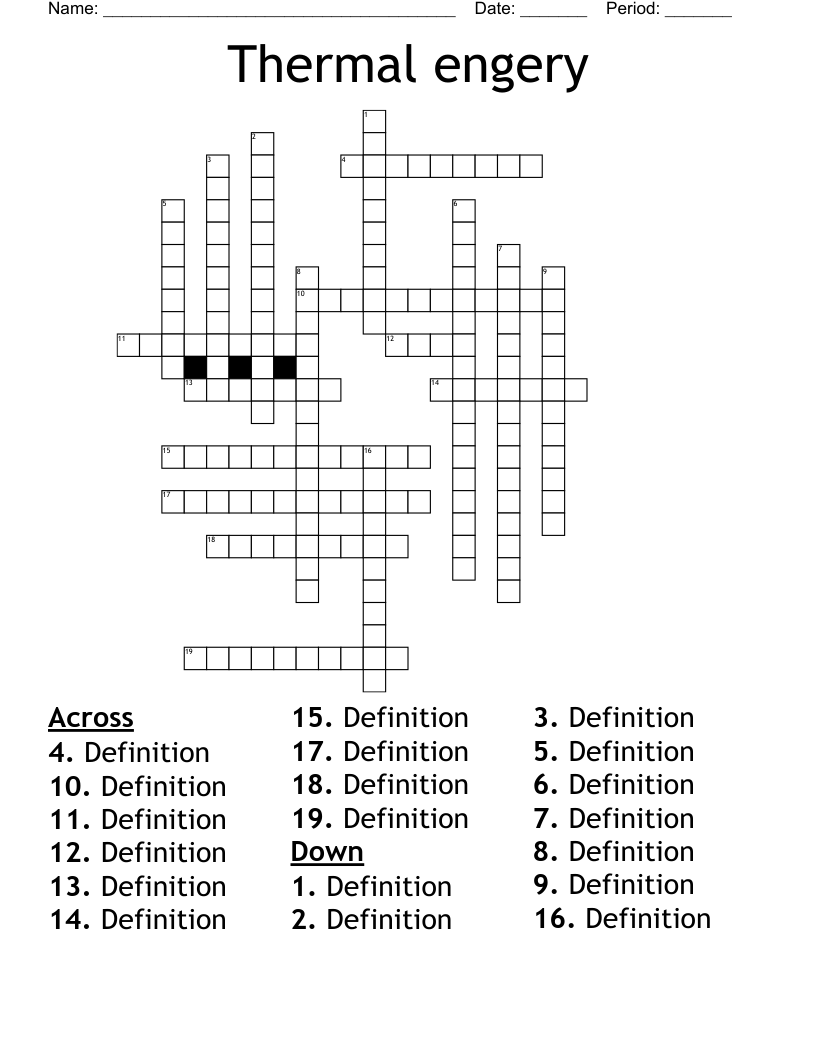 Thermal engery Crossword