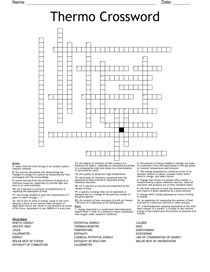 Thermo Crossword