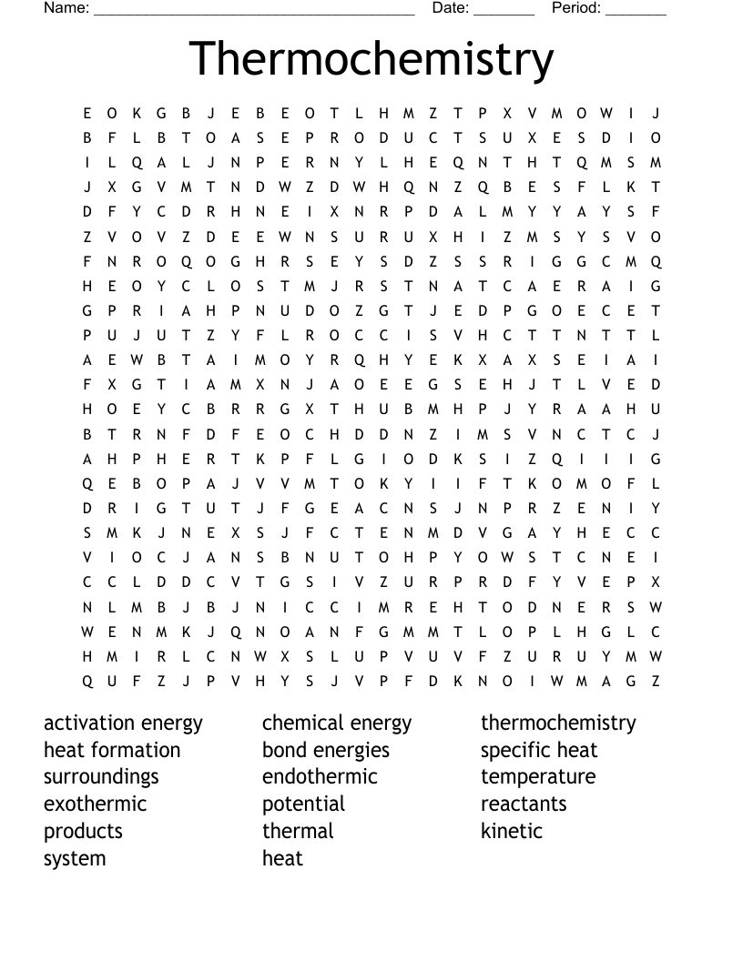 Thermochemistry Word Search