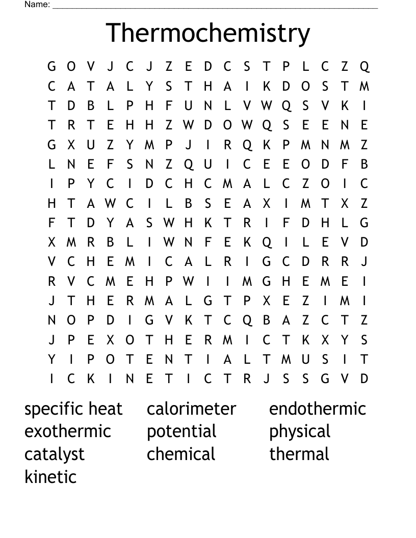 Thermochemistry Word Search