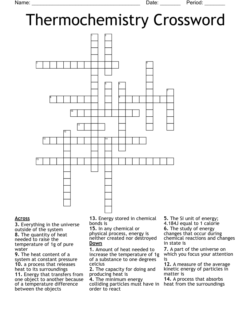 Thermochemistry Crossword