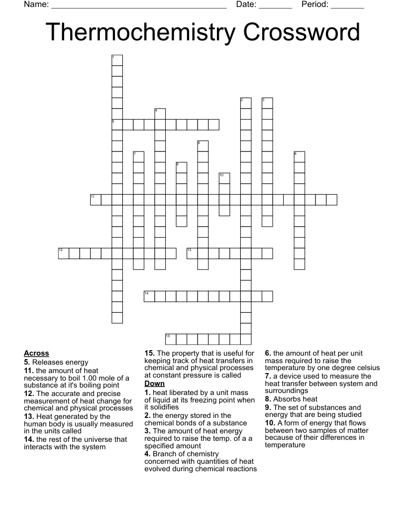 Thermochemistry Crossword 