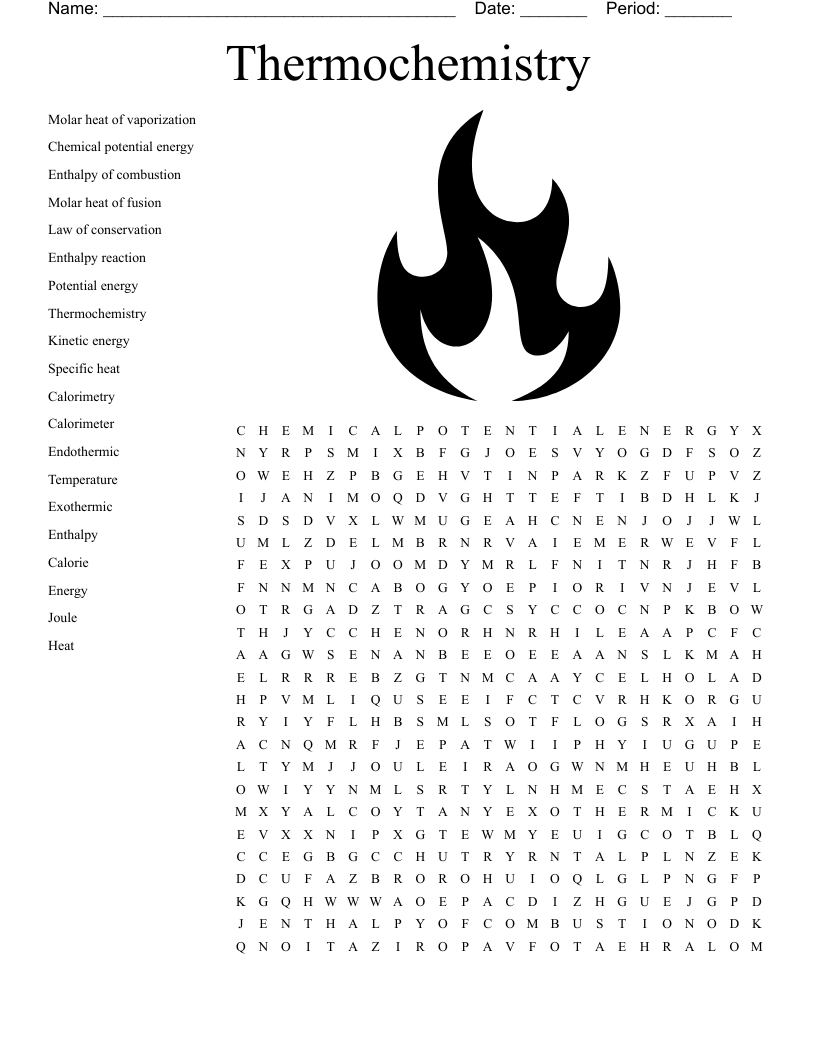 Thermochemistry  Word Search