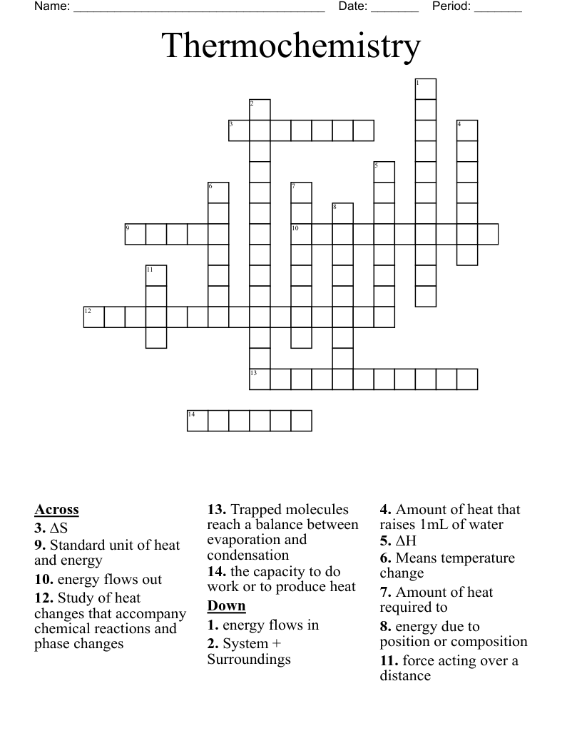 Thermochemistry  Crossword