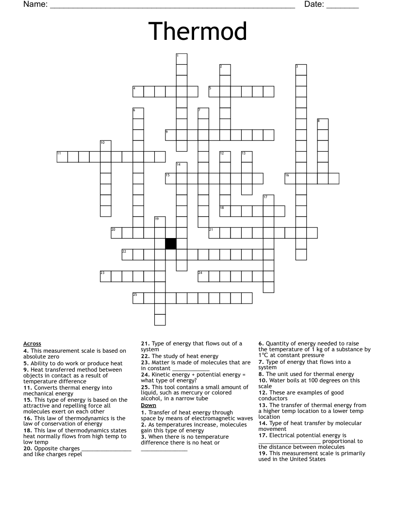 Thermod Crossword